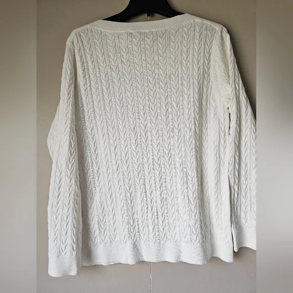 Tommy Hilfiger White Cable Knit Sweater - Picture 8 of 16